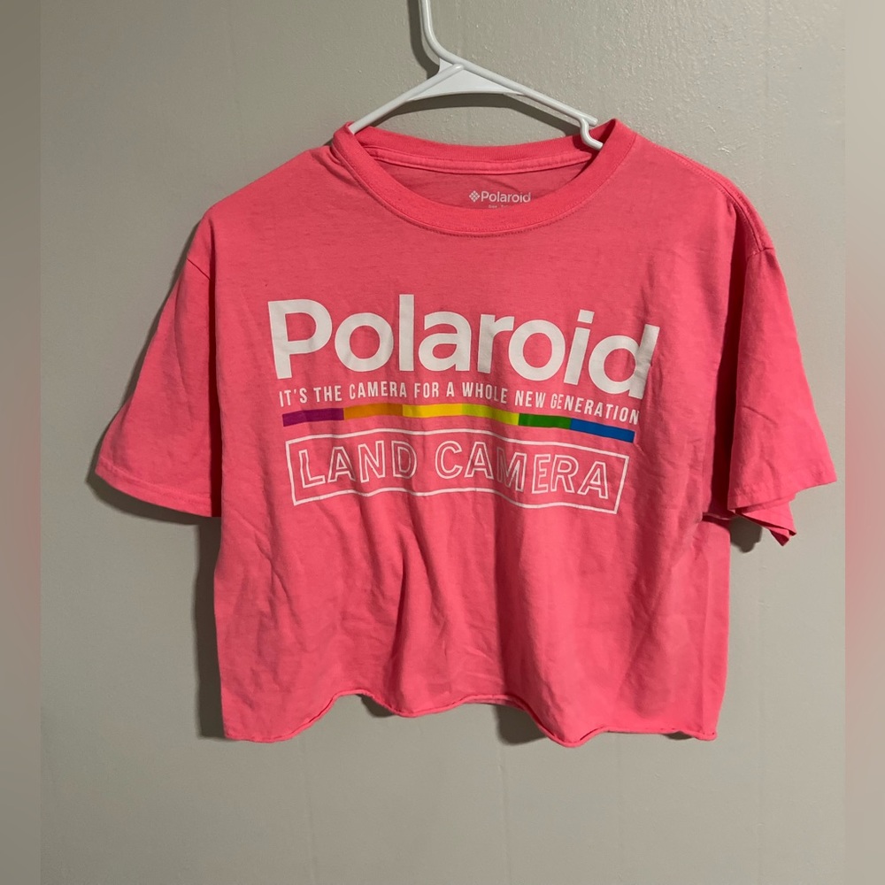 Polaroid Pink Cropped Tee Medium